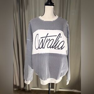 Vtg 80s/90s Australian Grown Navy White Striped Australia Oversized Sweatshirt!